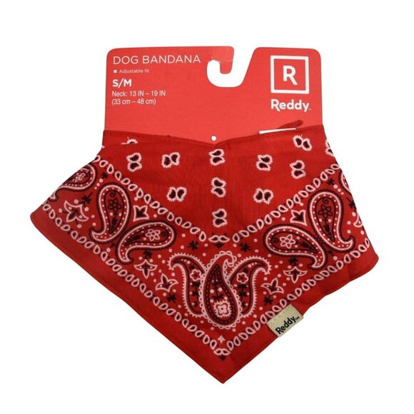 Reddy Dog Bandana Red Paisley Pattern S/M Adjustable Fit Neck 13"-19" - Picture 1 of 2